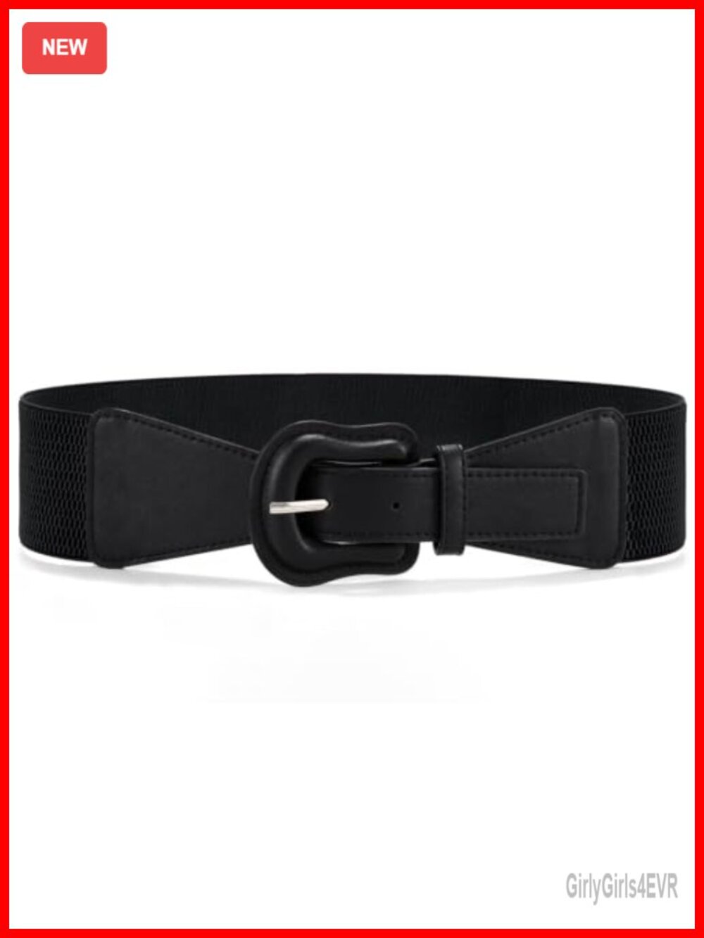 Wide Elastic Stretch Dress Belt with Interlock PU Leather Buckle